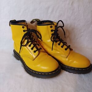 Yellow Dr. Martens Lace-Up Boots